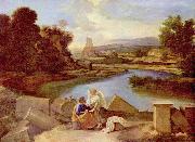 Nicolas Poussin Landschaft mit dem Hl. Matthaus oil painting on canvas
